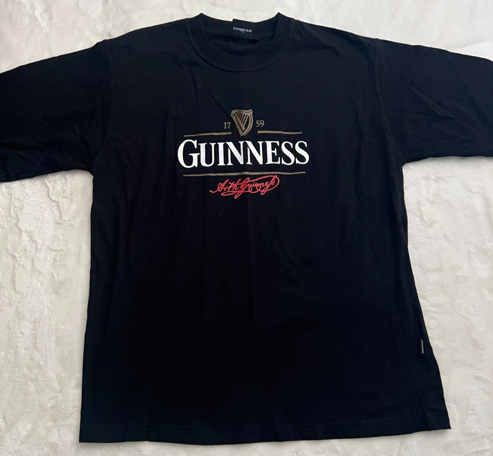 Guinness Official Merchandise Mens XL Black Logo Graphic T Shirt Arthur Guinness